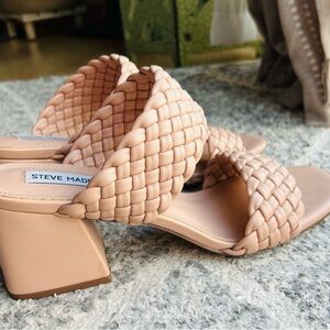 Steve Madden Women's Nude Woven Block Heels